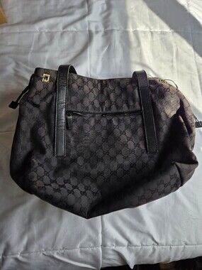 Vintage Gucci Black GG Monogram Canvas Tote Bag